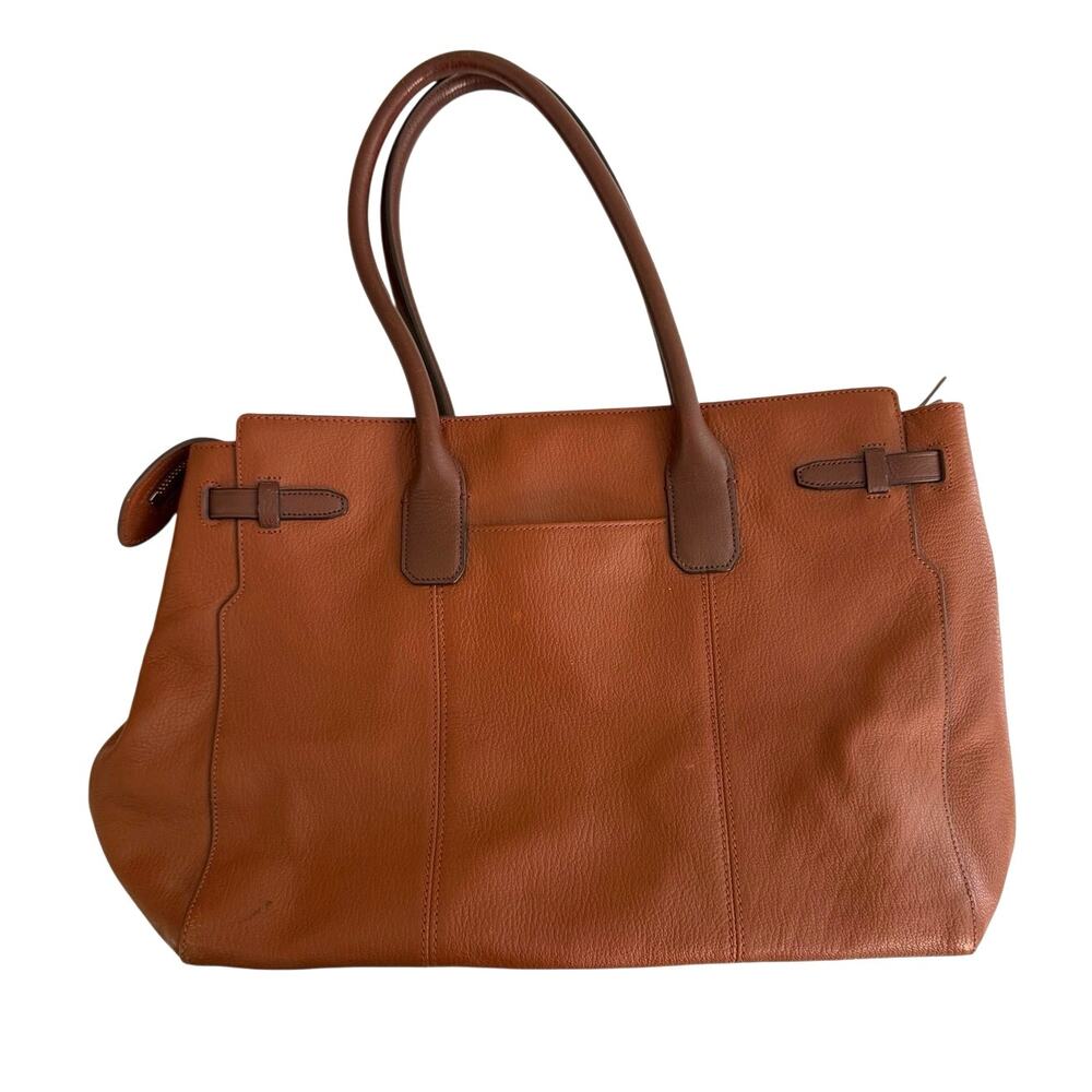 Cole Haan brown pebbled leather satchel tote belted detail - Picture 16 of 16